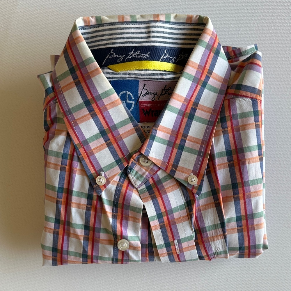 Wrangler George Strait Plaid Western Shirt Large Short Sleeve Cowboy - Picture 7 of 7